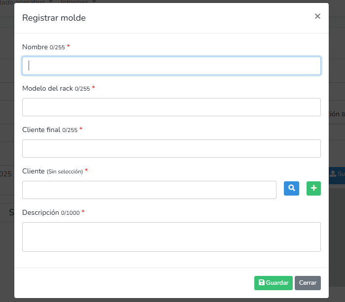 Piezas.RegistrarMolde